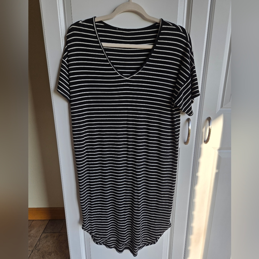 Black and White Striped Women's Dress